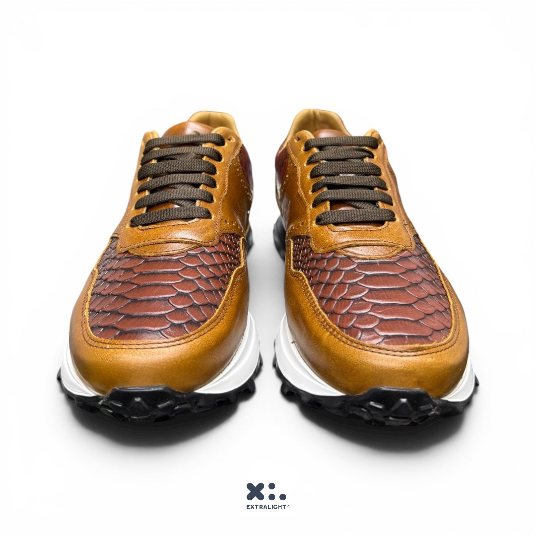 sneaker 20k10 piel pyton skin print brandy