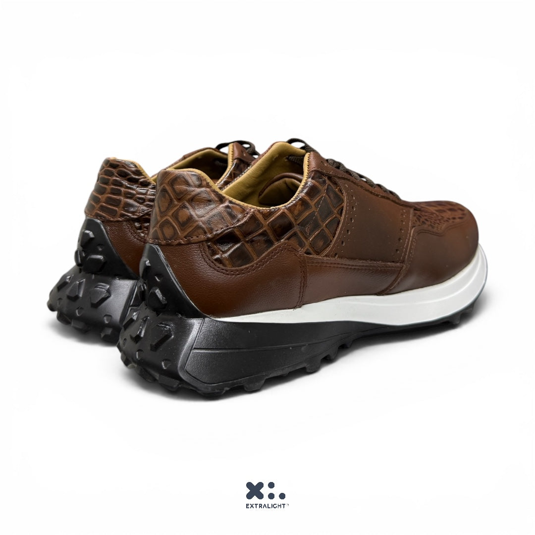 sneaker 20k10 piel cocodrilo skin print cognac