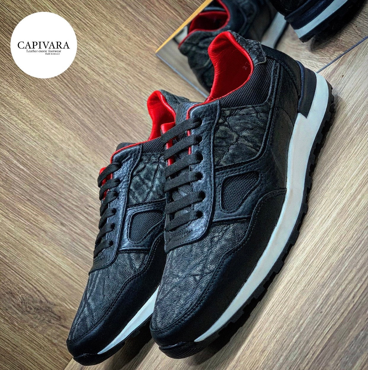 tenis de piel suave becerro aplicacion de piel de elefante