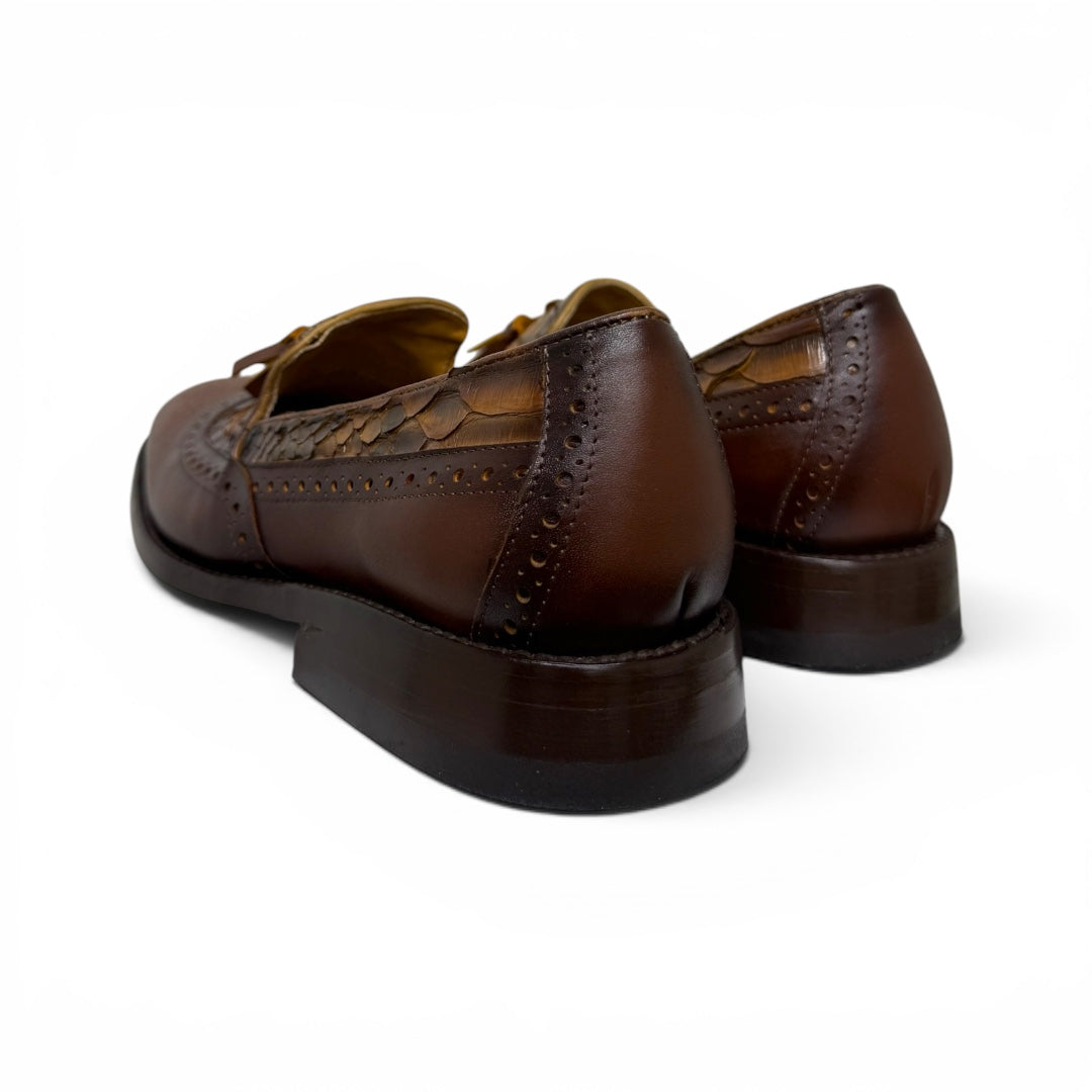 Loafers gianluca piel / pyton miel Brandy