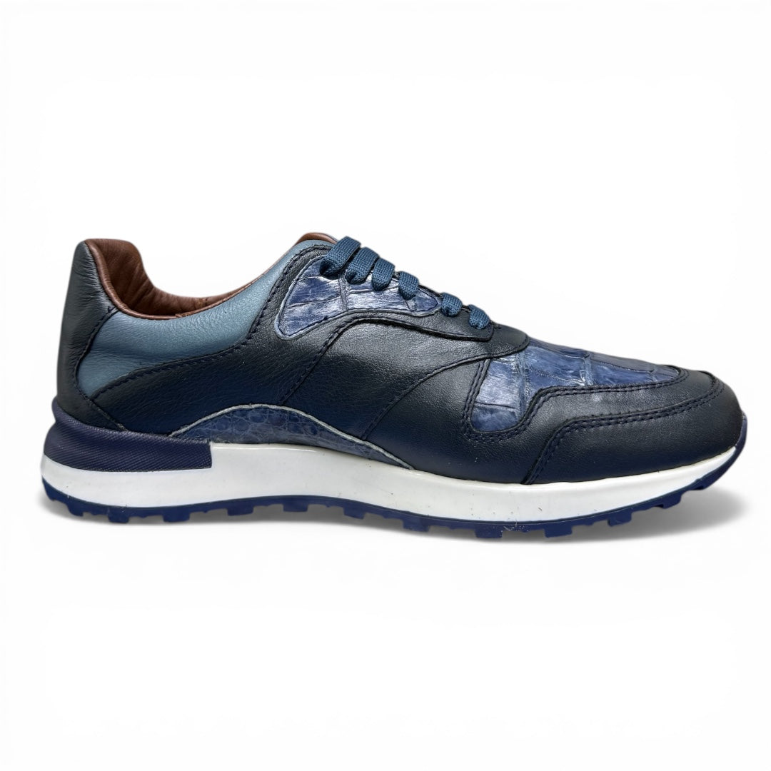 zapatos 6030 bleu / piel cocodrilo blue mármol