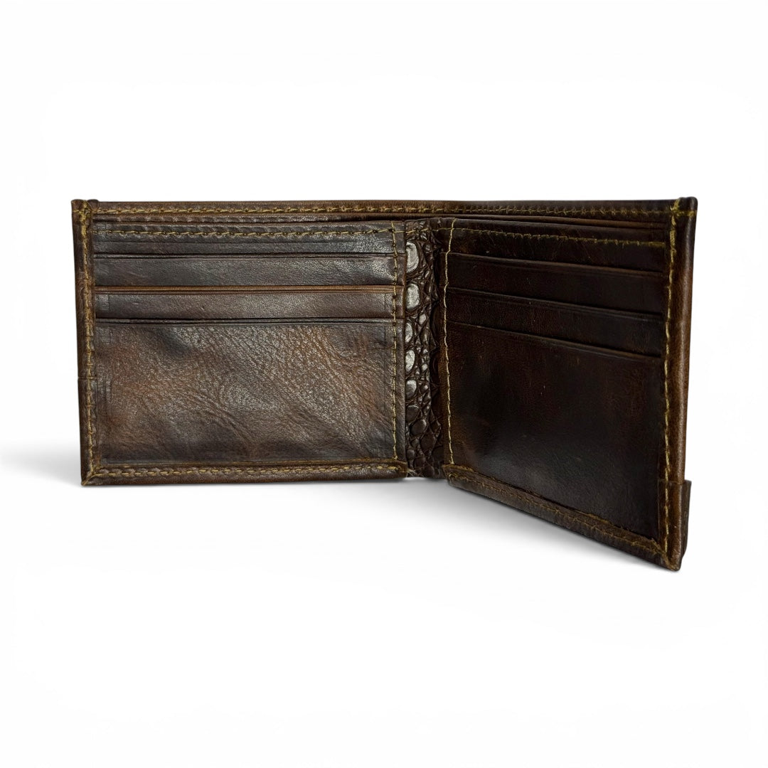 Cartera de piel vacuno & alligator brandy cognac