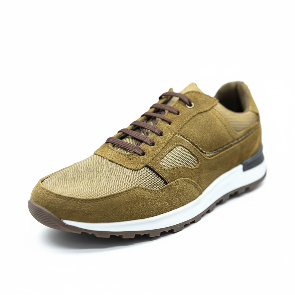Tenís de piel 6034 - gamuza paja