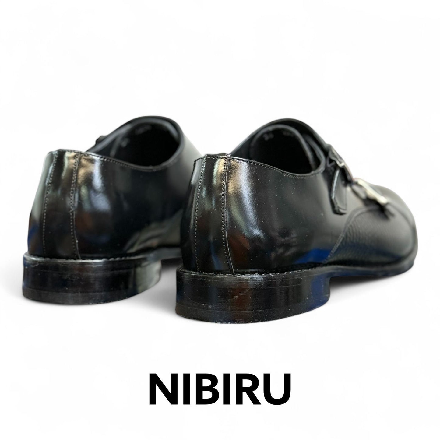 Zapato de piel doble monkstrap negro