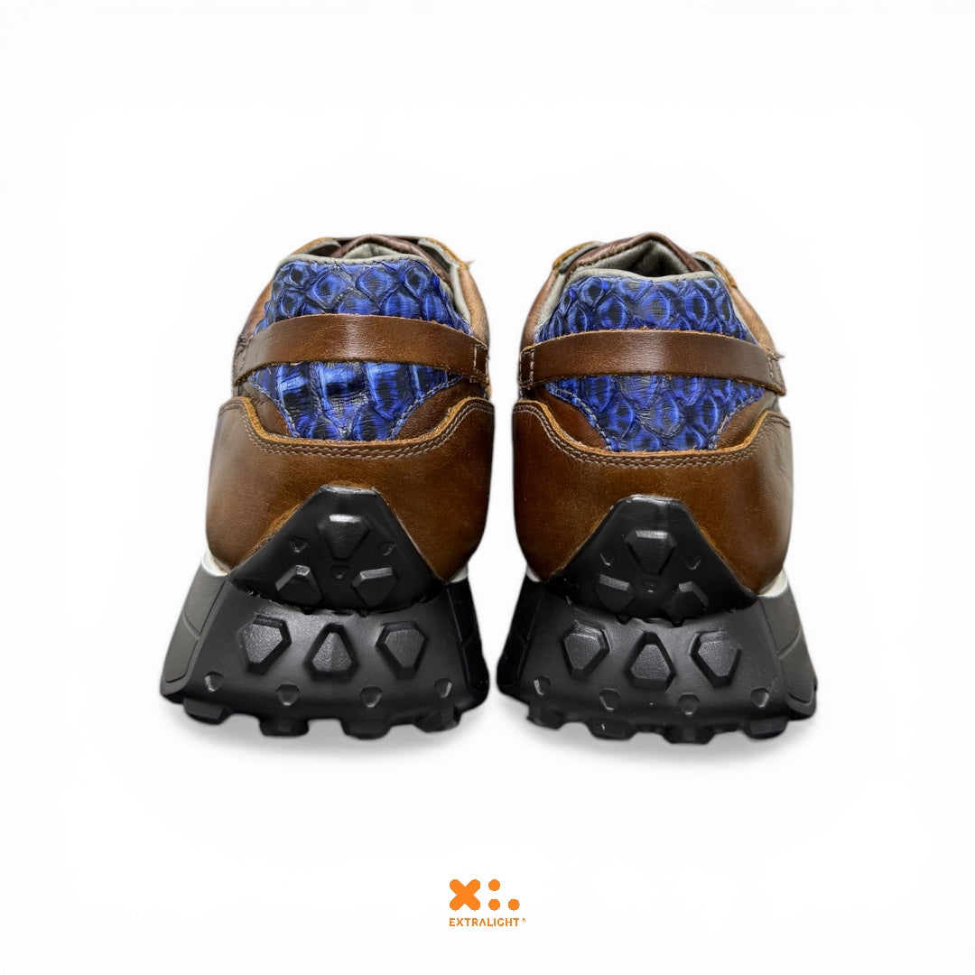 Sneaker 20K piel Phyton mezclilla/cognac extralight®
