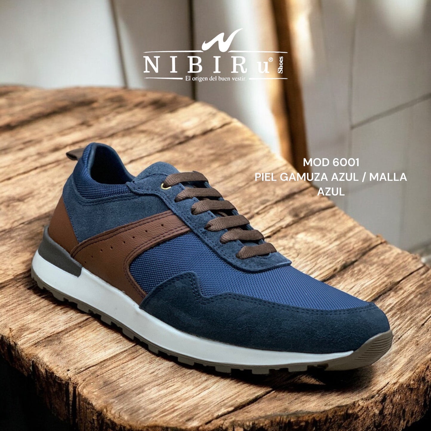 tenis de piel 6001 - gamuza xul
