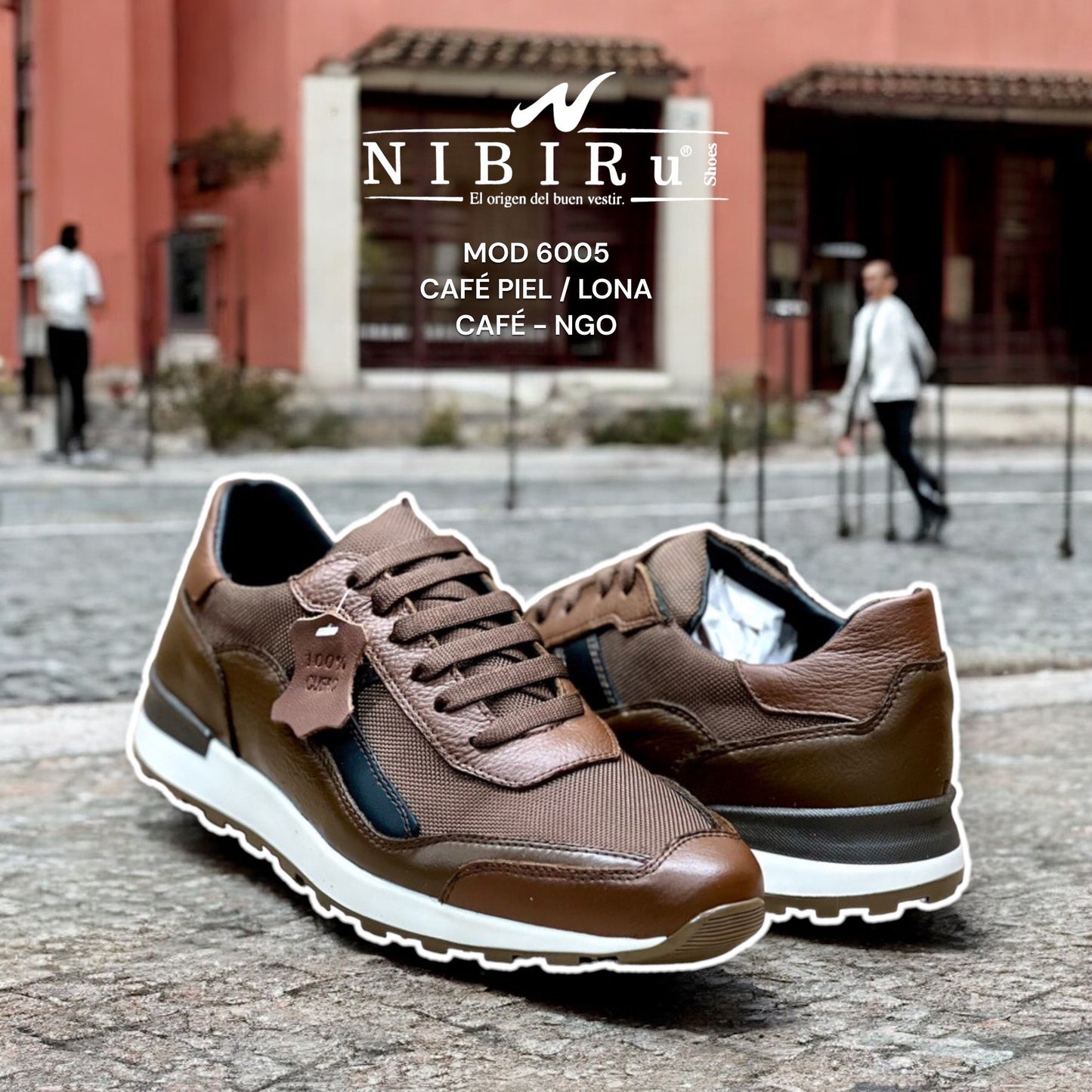 Tenís de piel 6005 - café tabaco