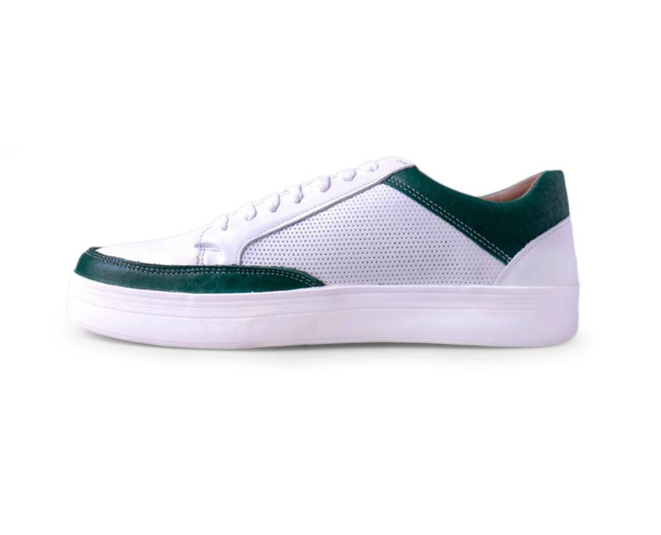 tenis de piel blanco / piel verde lacoste mod 9002