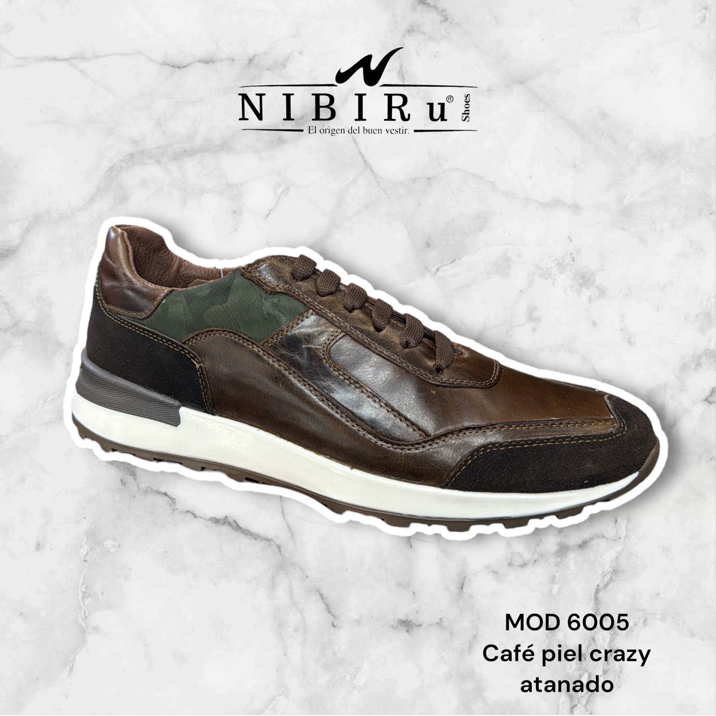 Tenís de piel 6005 - tabaco camuflage