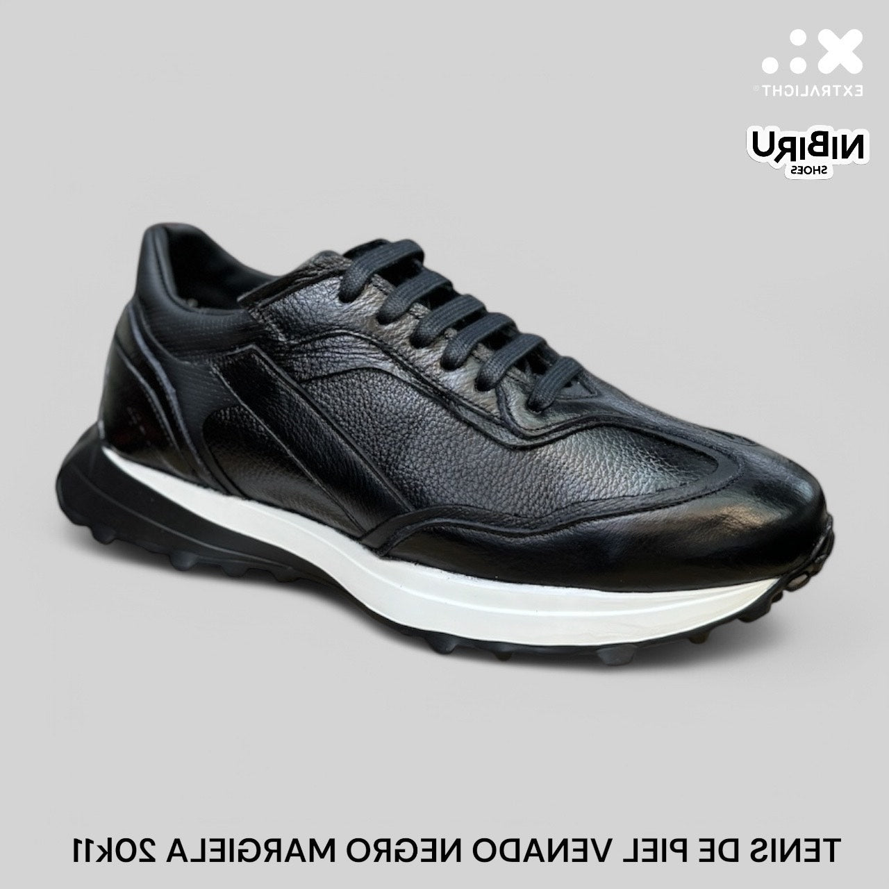 sneaker de piel de venado negro / napa piel mod 20k11 suela extraligera