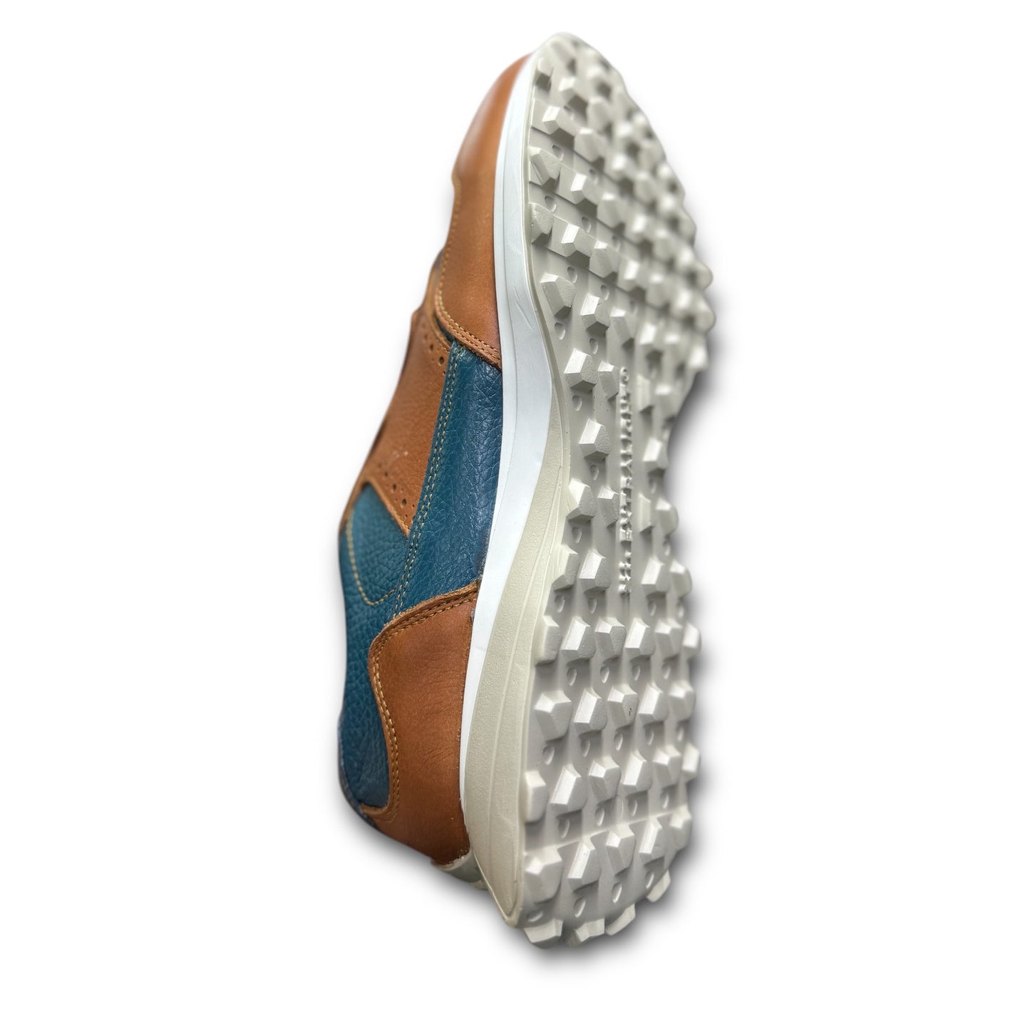 sneaker de piel flother color mandarina / azul turquesa suela extraligera mod 20k10