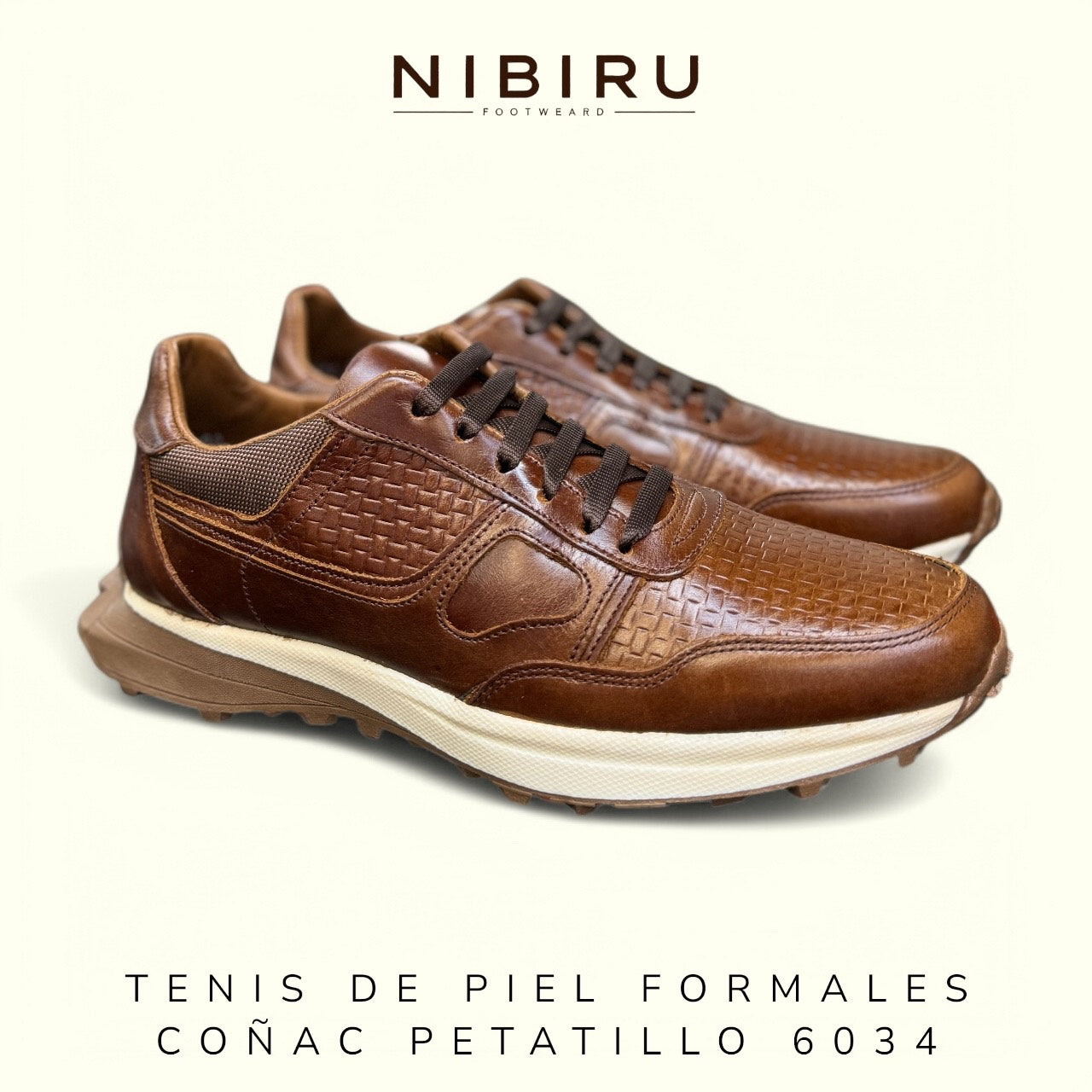 Tenis de piel 6034- cognac petatillo
