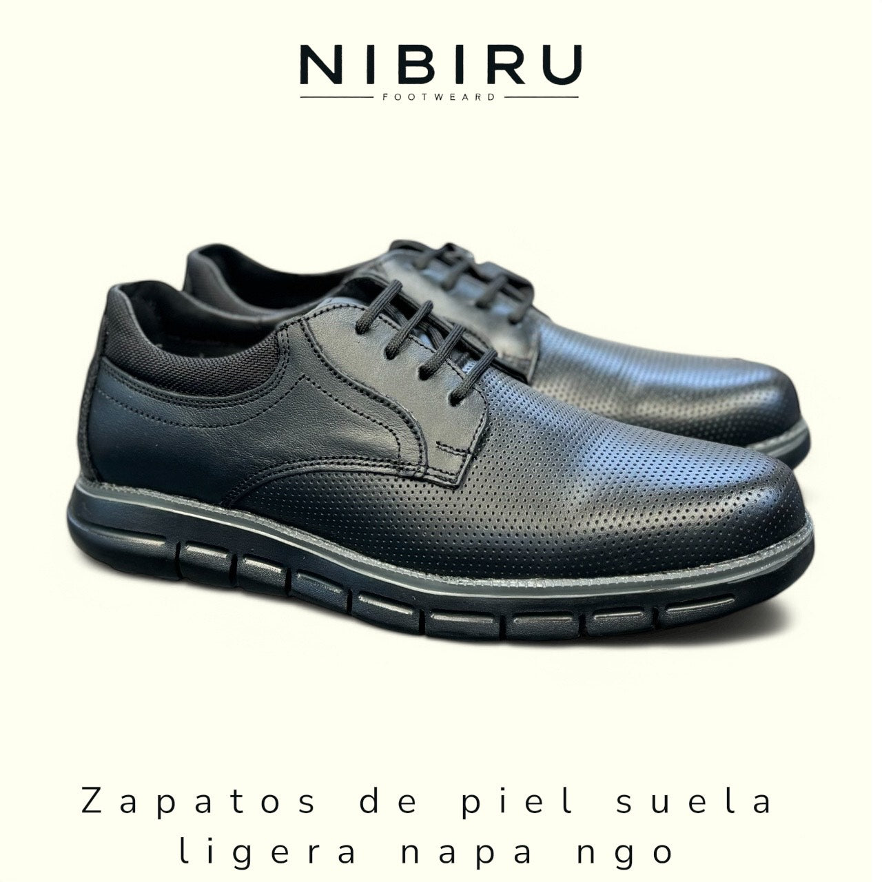zapatos de piel negro napa suela ultraligera mod bambino