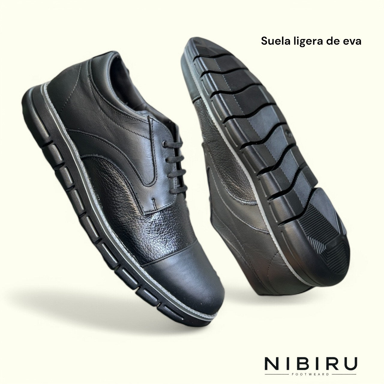 zapatos de piel negro napa venado suela ultraligera mod 11040