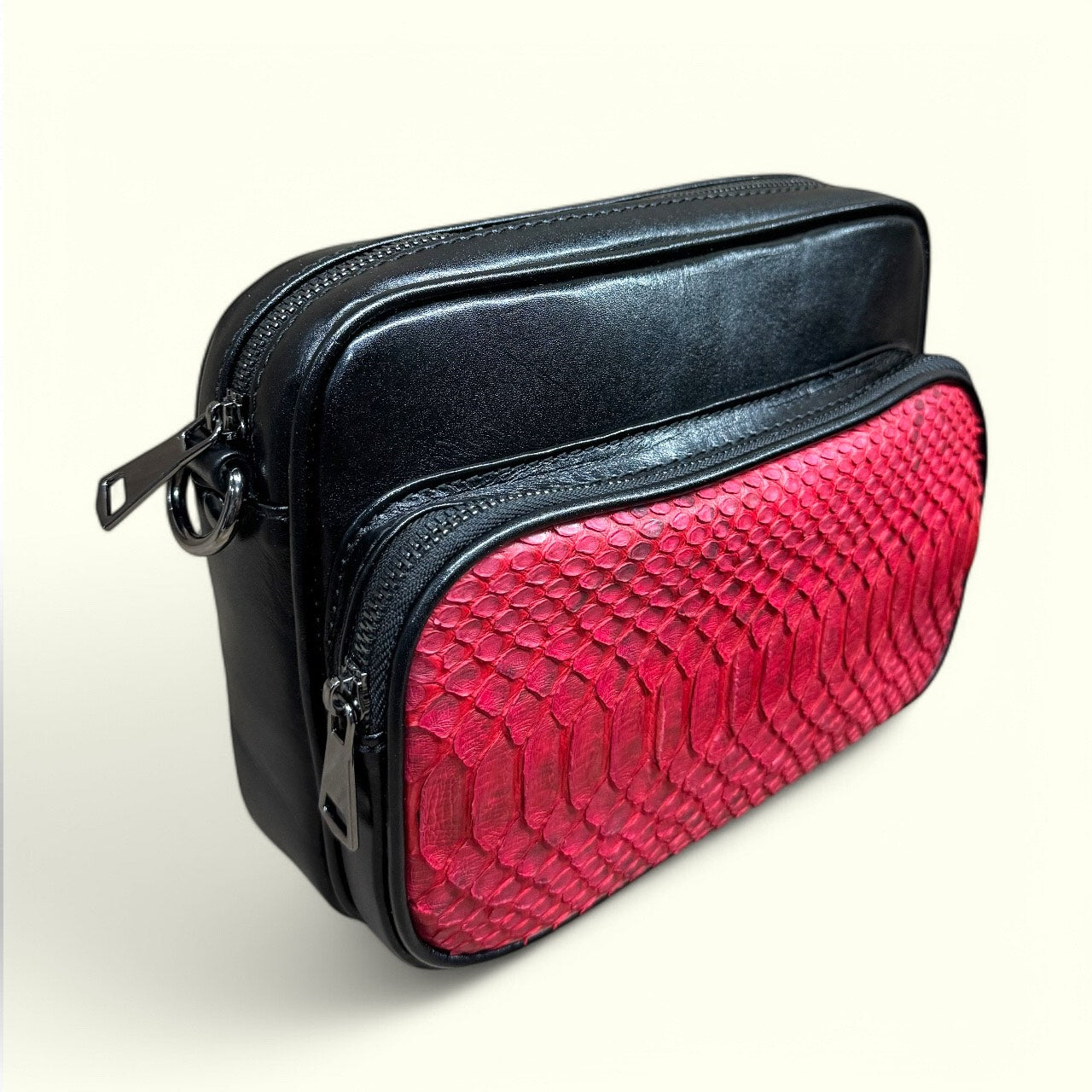 crossbody de piel napa / piel exotica vibora cherry mod monaco