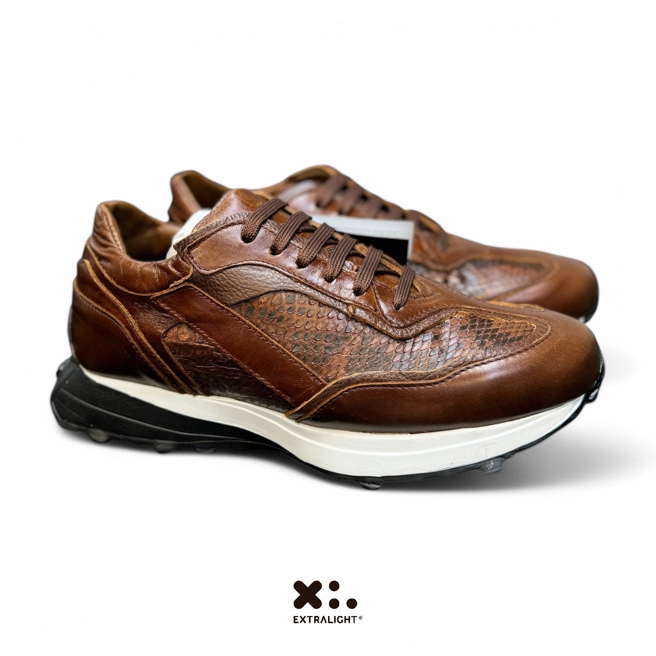 sneaker de piel coñac / piel vibora beli coñac extralight 20k11