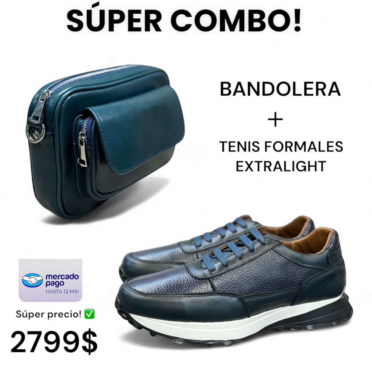 SUPER COMBO! tenis de piel + bandolera neceser elige tu favorito