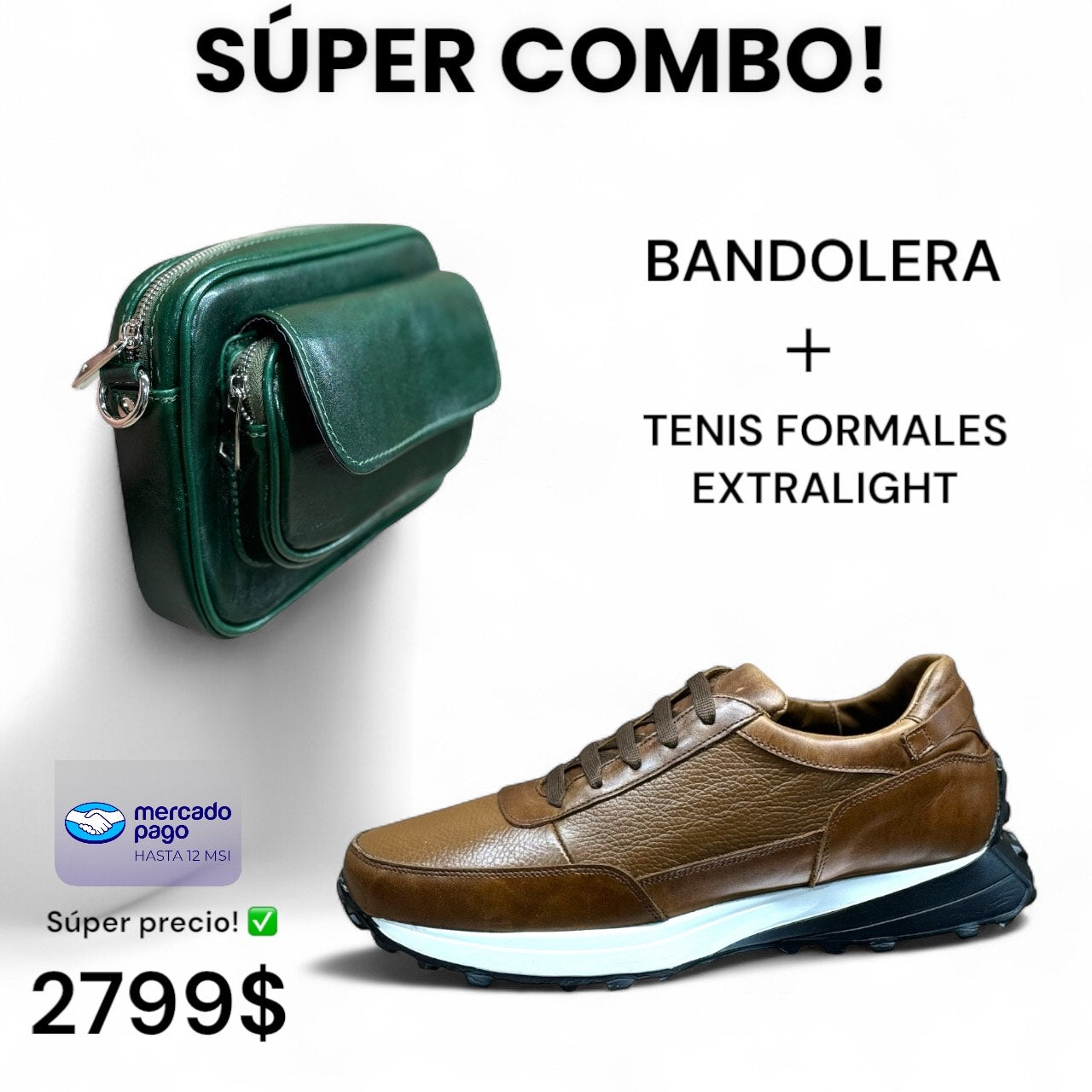 SUPER COMBO! tenis de piel + bandolera neceser elige tu favorito