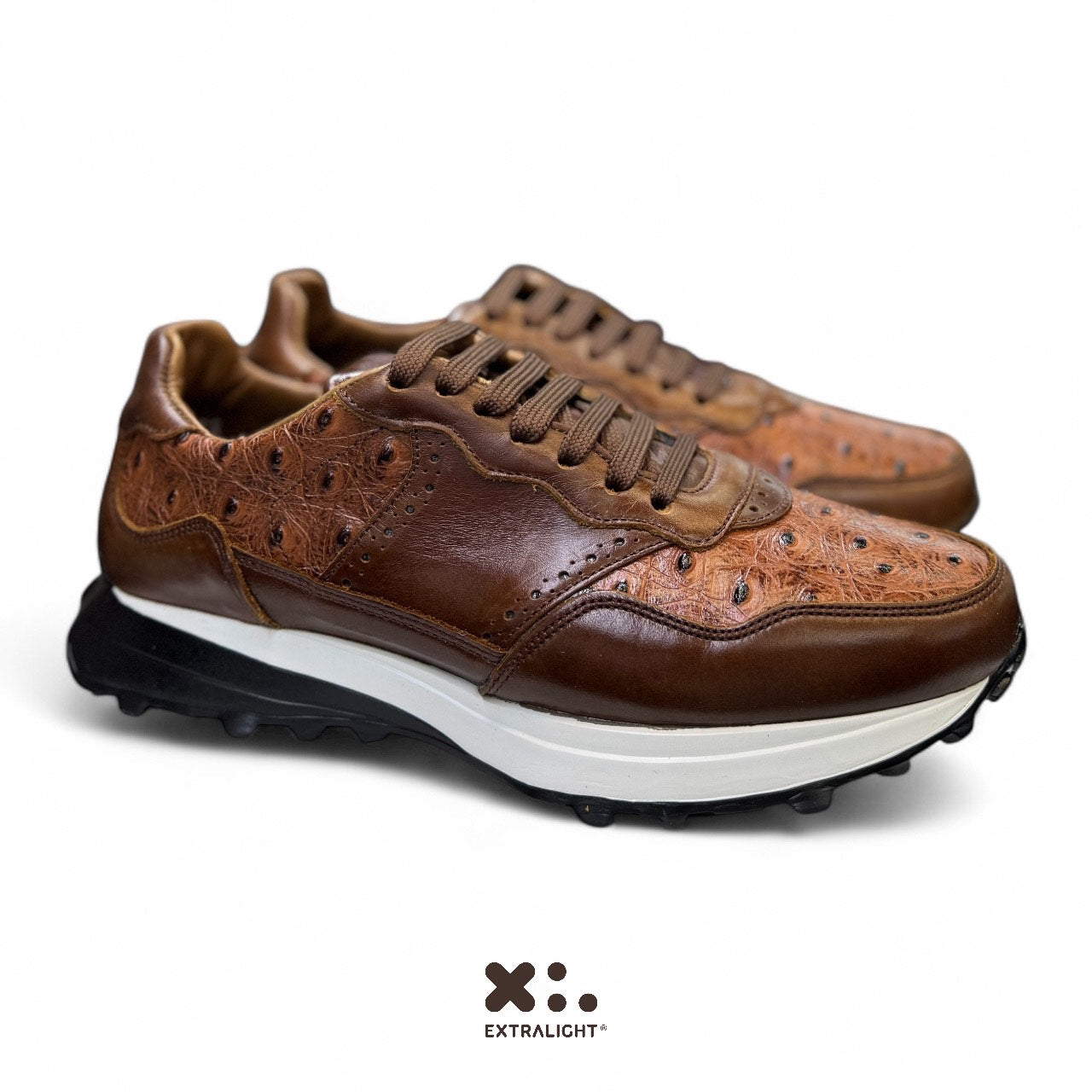 sneaker de piel grabado avestruz shedron coñac 20k10 extralight