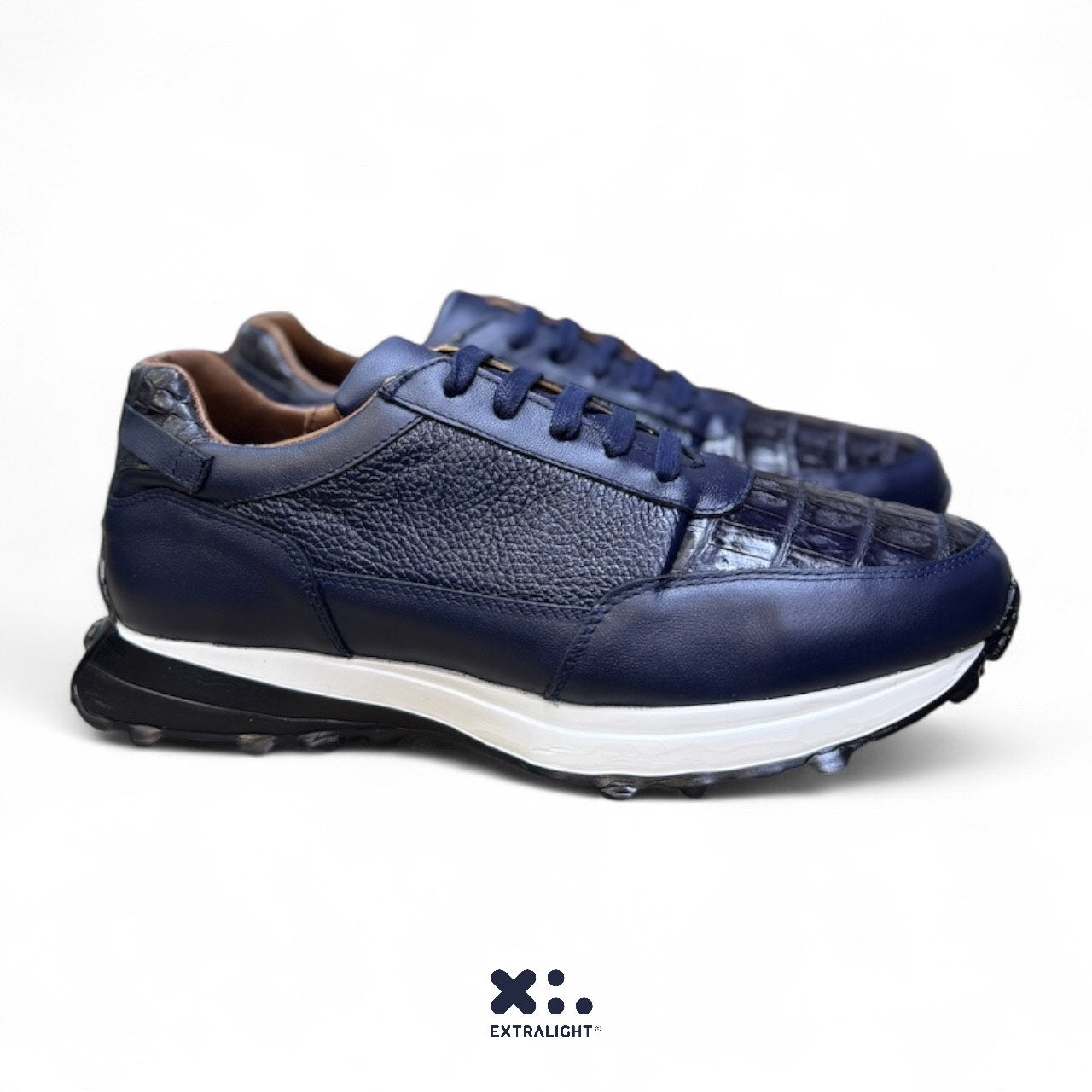 sneaker de piel venado blue marino cocodrilo legit 20k extralight