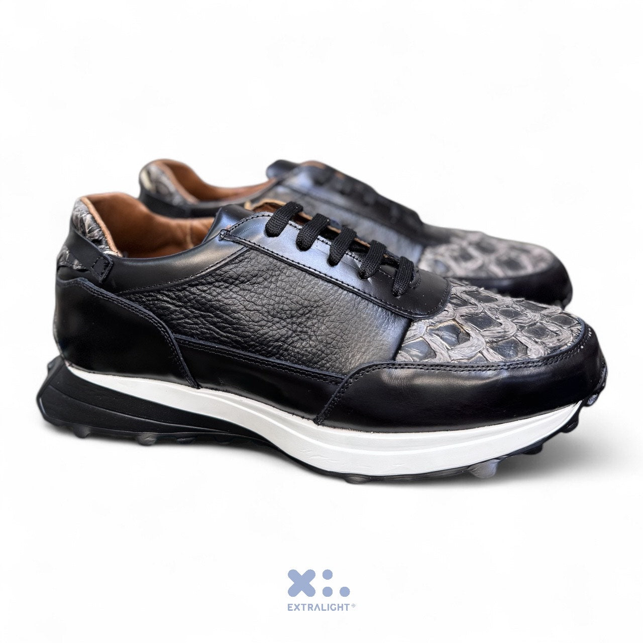 sneaker de piel venado / camaleon / piel pescado pirarucu 20k extralight