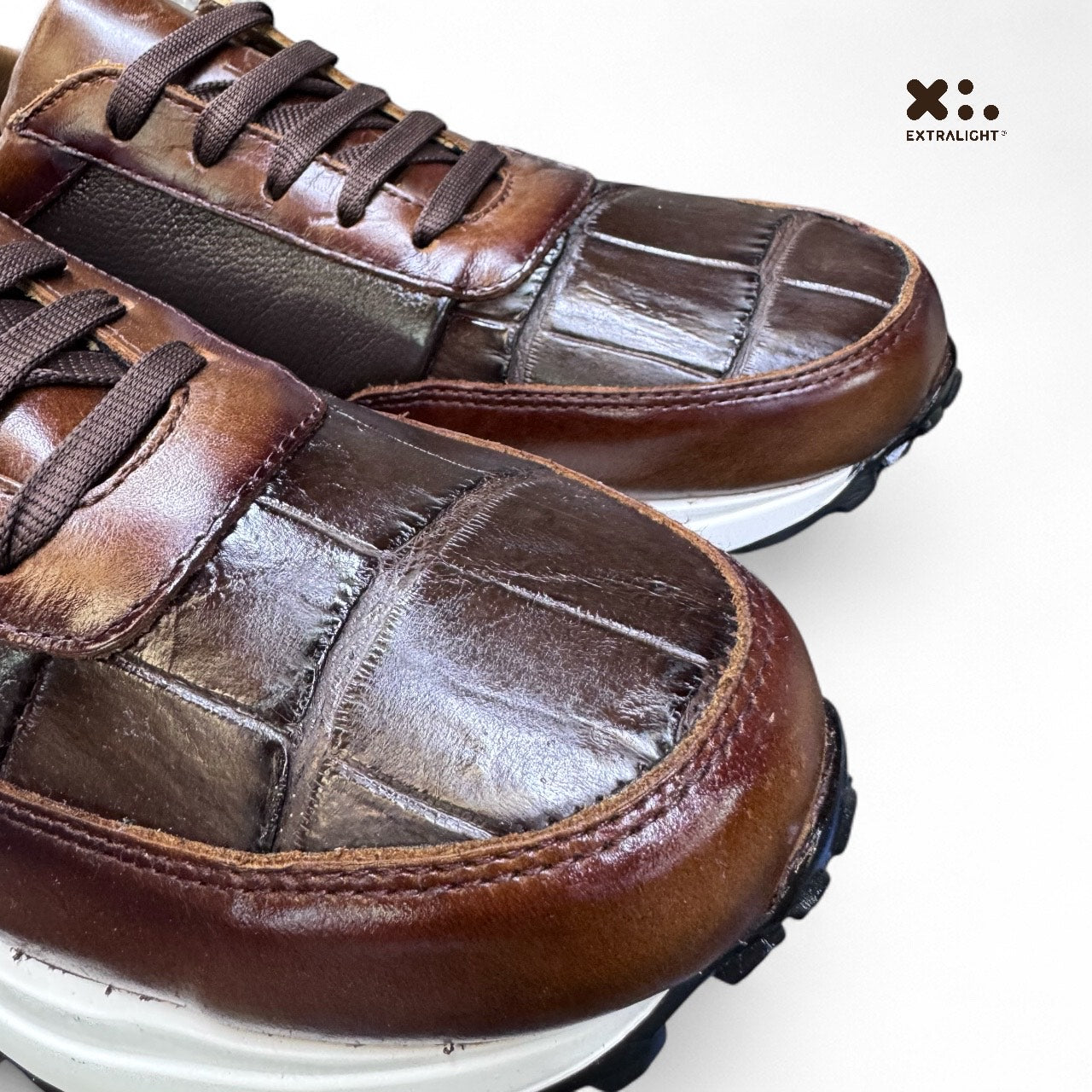 sneaker de piel venado moca coñac piel alligator legit 20k extralight