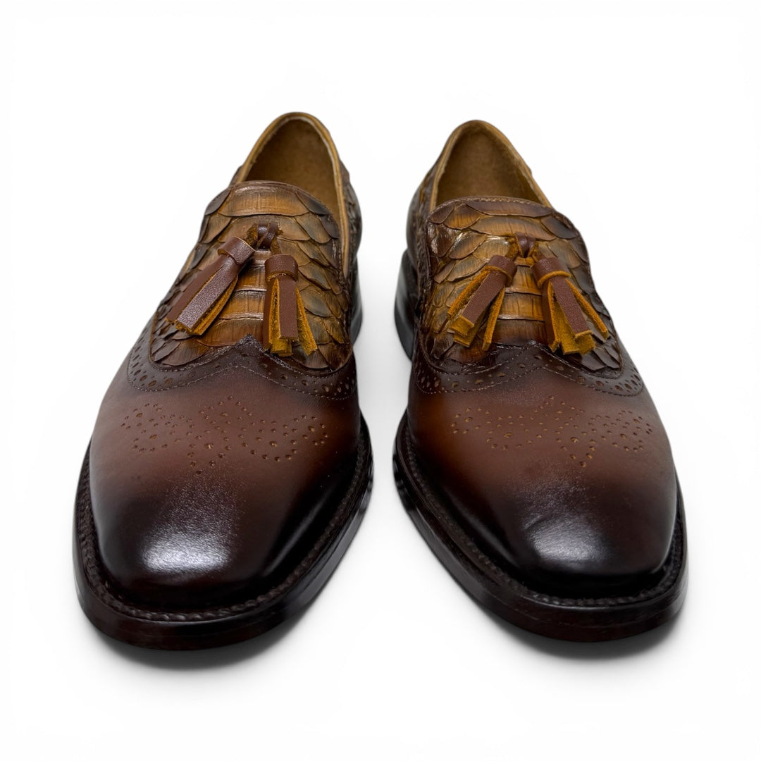 Loafers gianluca piel / pyton miel Brandy