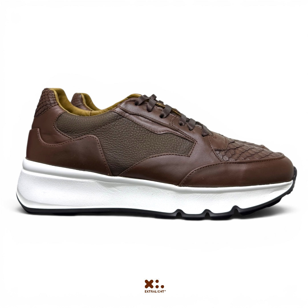 sneaker fendo- piel cognac Python chocolate  Extralight®