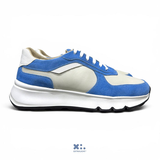 sneaker bali - piel blanco gamuza blue ice Extralight®