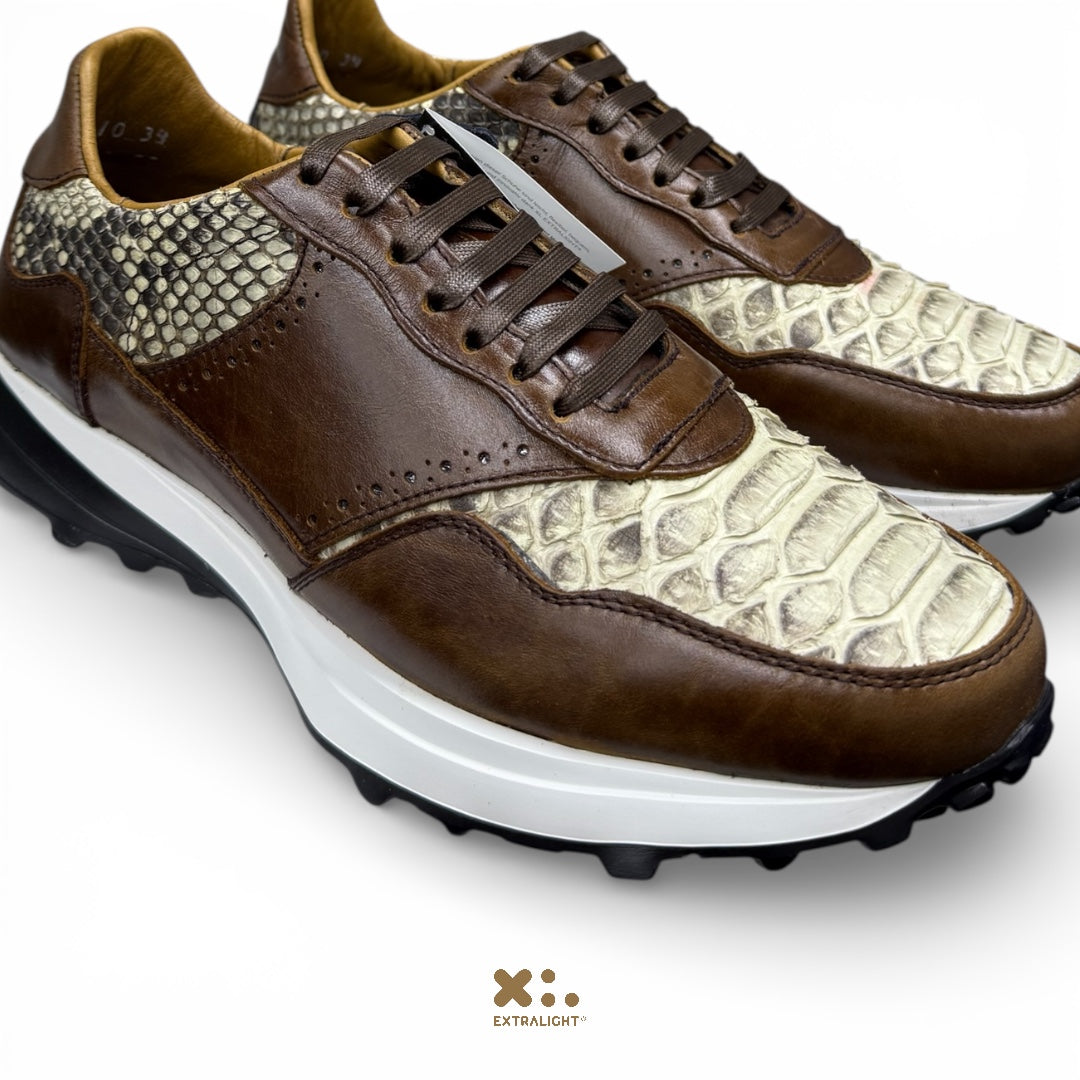 Sneaker 20k10 - café tabaco piel / piel pyton legit cream extralight