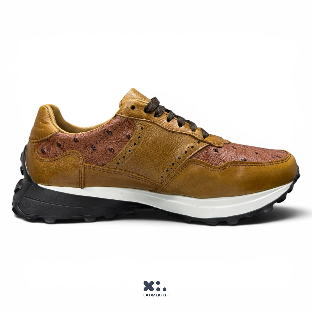 sneaker 20k10 piel avestruz skin print brandy
