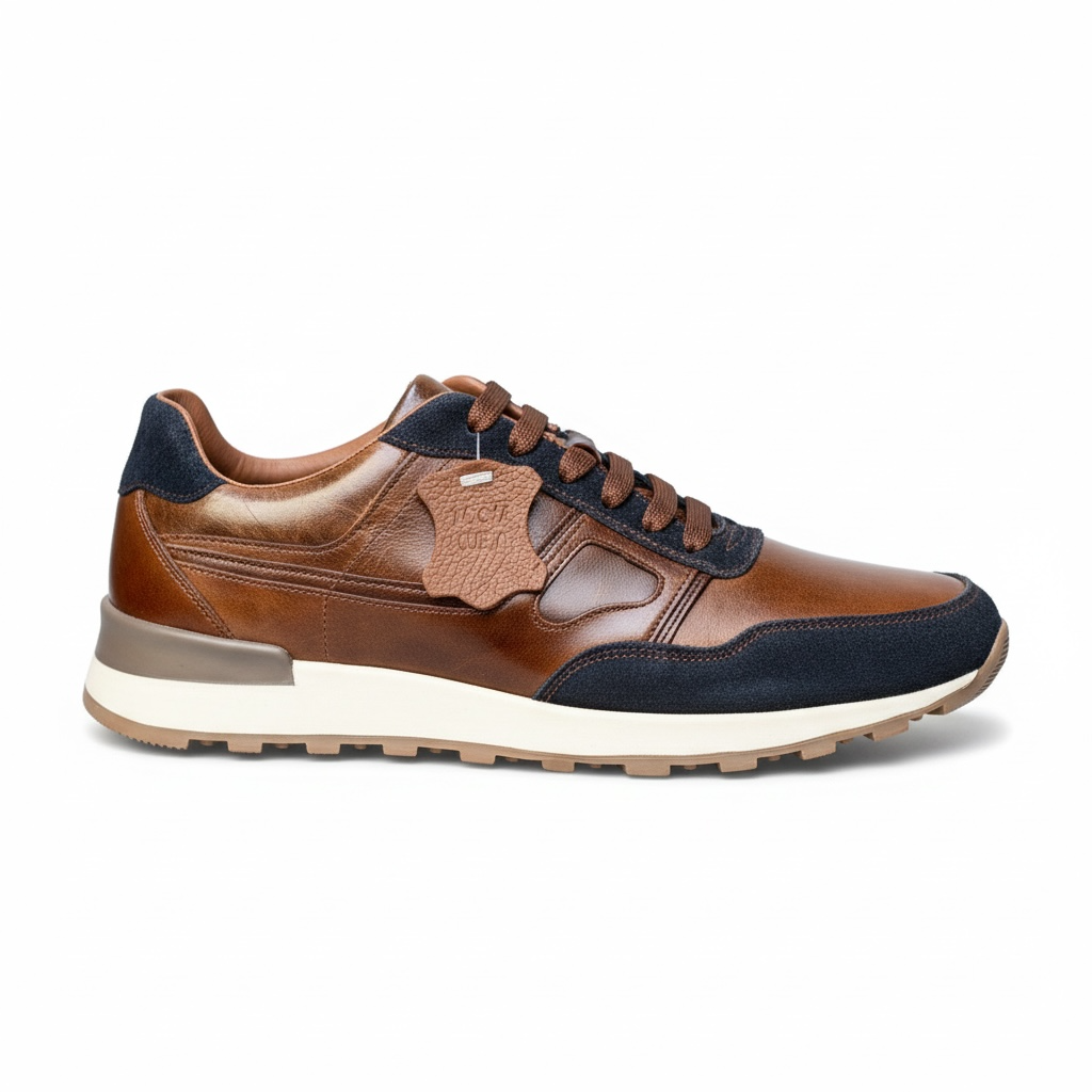 Tenís de piel 6034 - café navy