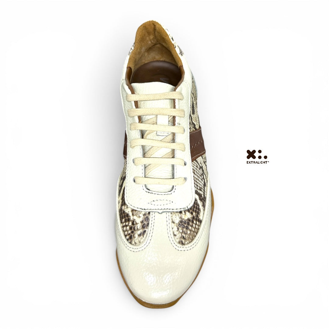 sneaker Mallorca - piel venado / piel pyton on white