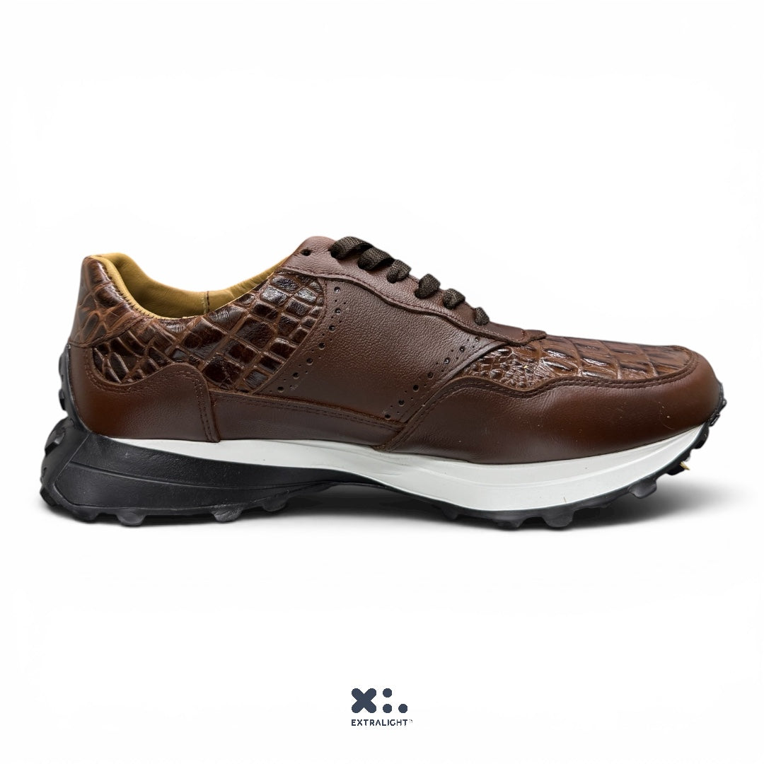 sneaker 20k10 piel cocodrilo skin print cognac