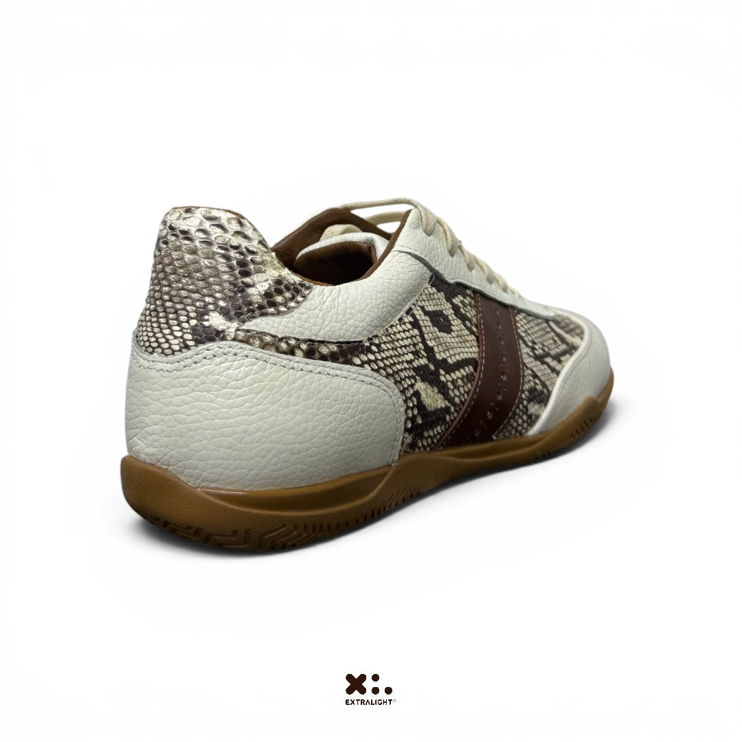 sneaker Mallorca - piel venado / piel pyton on white
