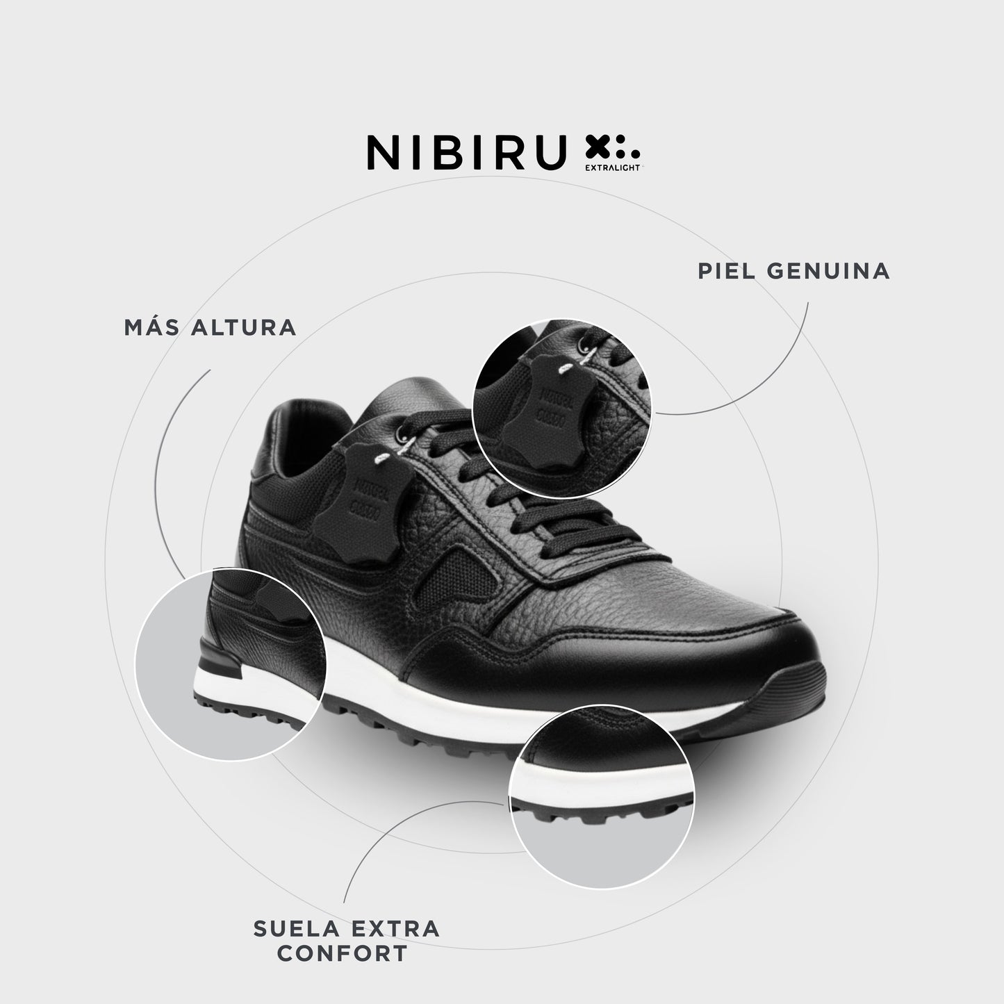 sneakers de piel negro extralight mod james