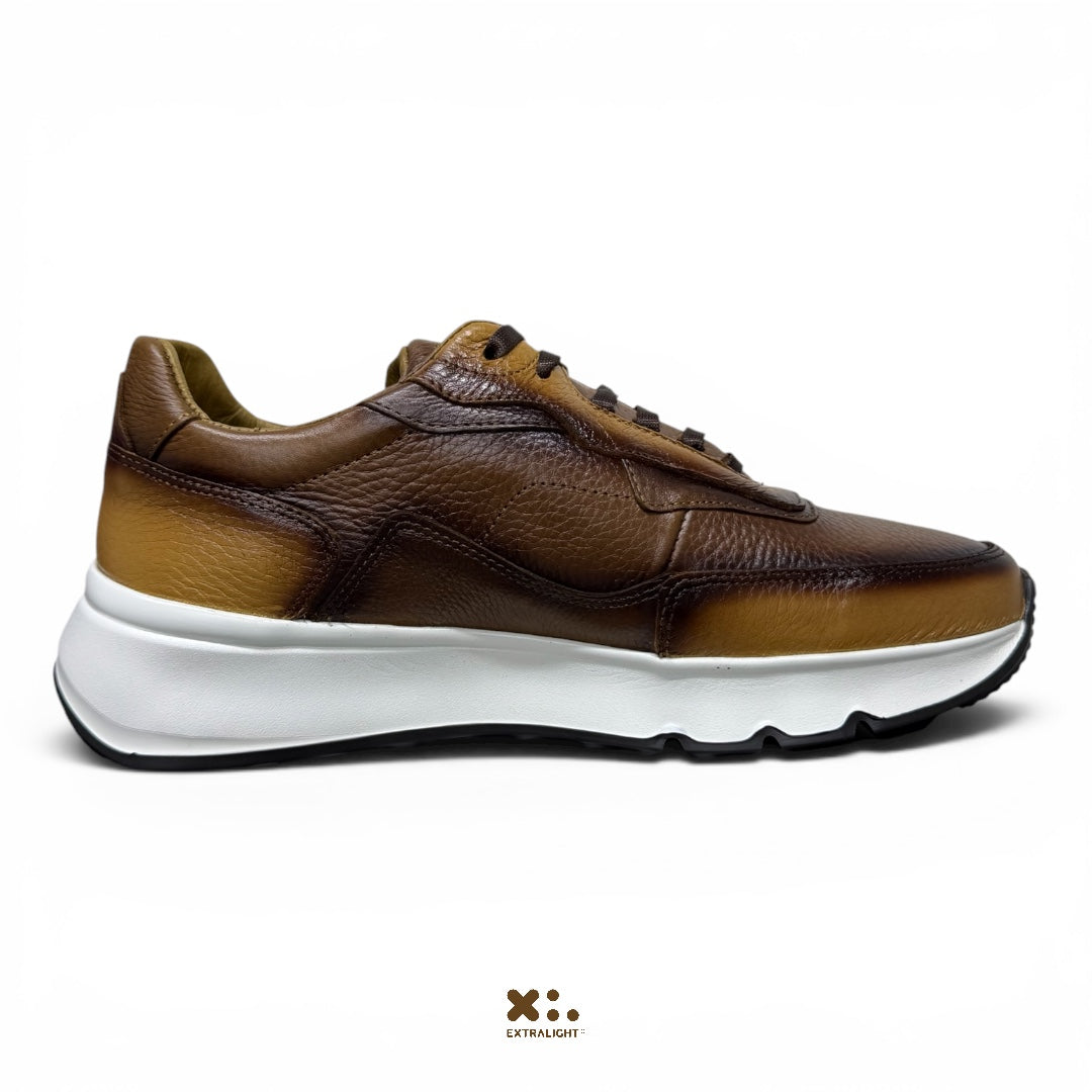 sneaker Flandes  - piel venado paleta café miel Extralight®