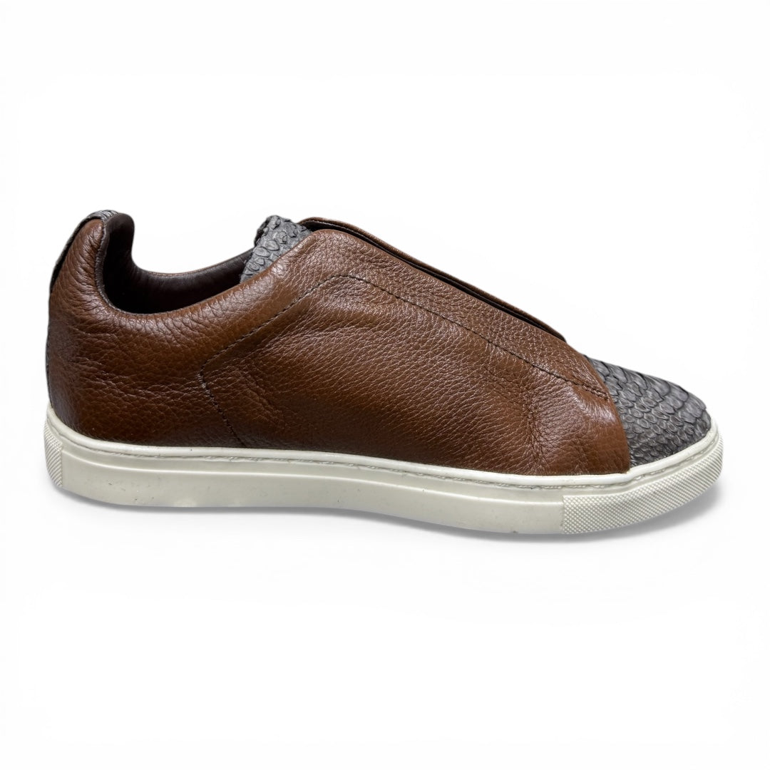 MAISON - piel venado brandy / piel víbora pyton orix