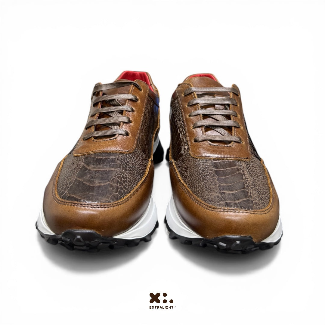 Sneaker 20K piel pata avestruz moca  extralight®