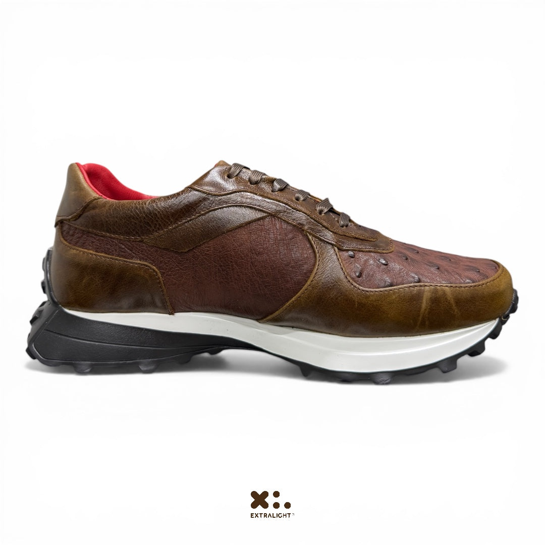 Sneaker 20K15 piel avestruz café moca extralight®