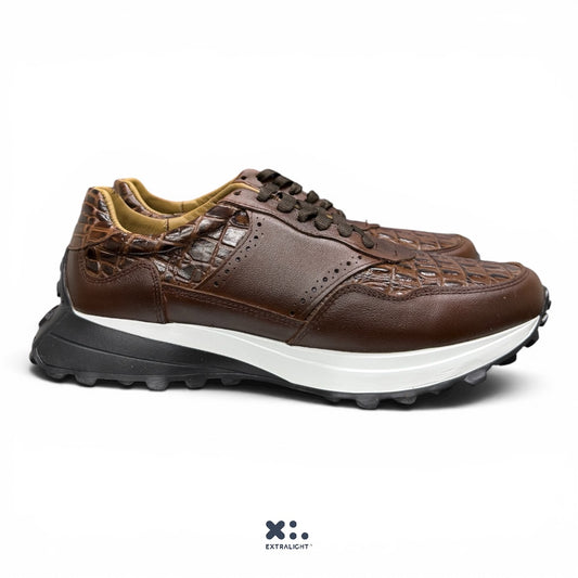 sneaker 20k10 piel cocodrilo skin print cognac