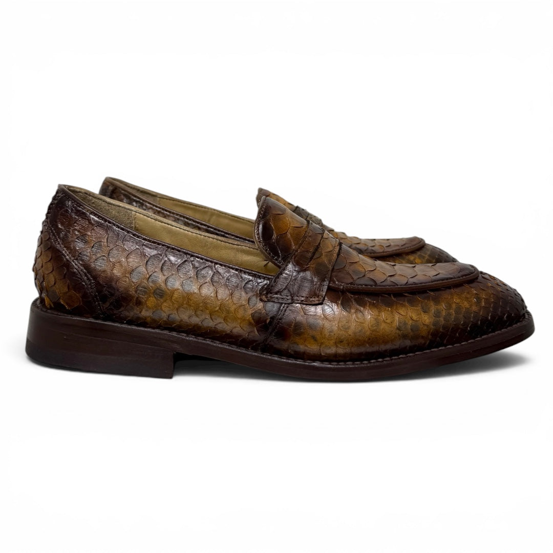 Loafers clermont piel full pyton miel madera mármol