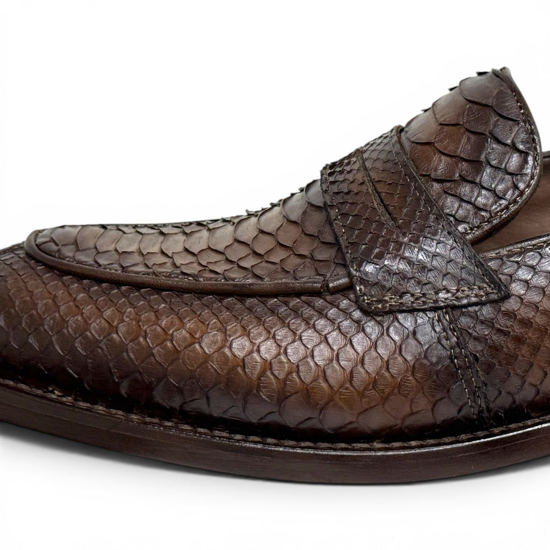 Loafers clermont piel full pyton chocolate whiskey