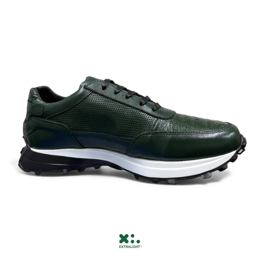 Sneaker 20k - green olive leg avestruz extralight - edición limitada