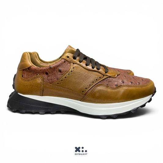 sneaker 20k10 piel avestruz skin print brandy