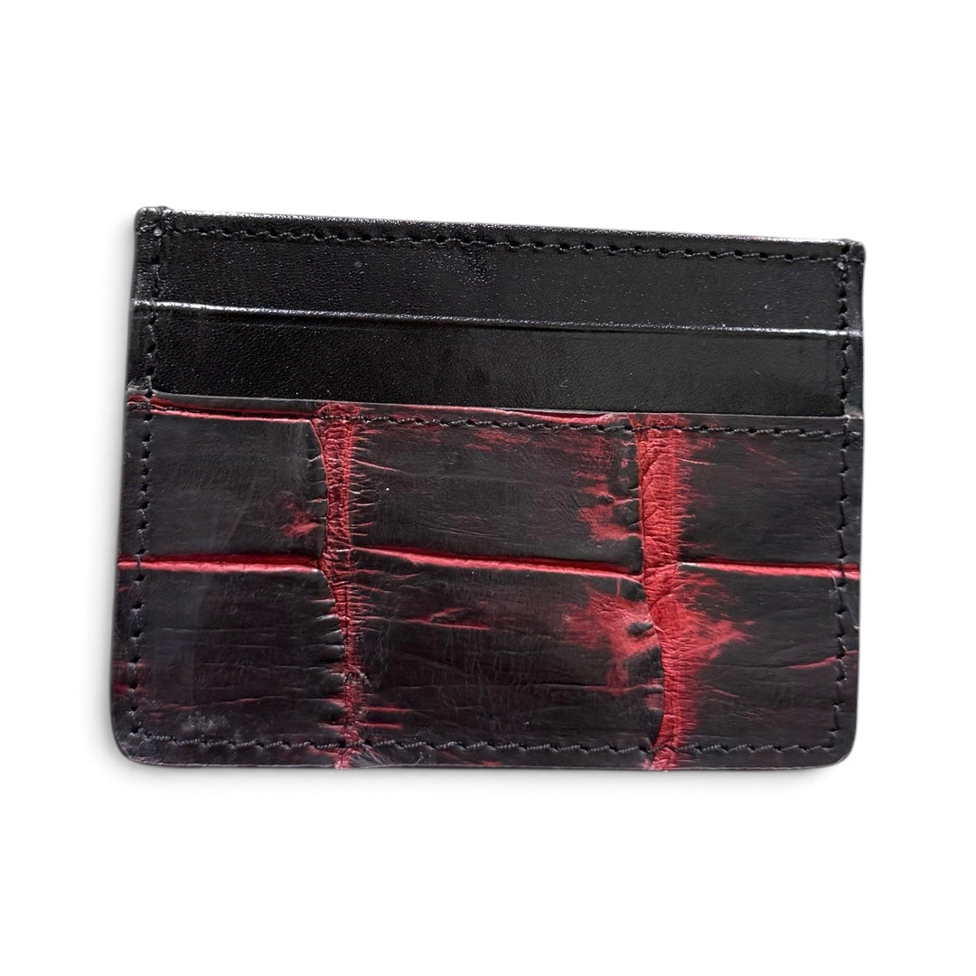 tarjetero de piel vacuno / cocodrilo alligator American black cherry