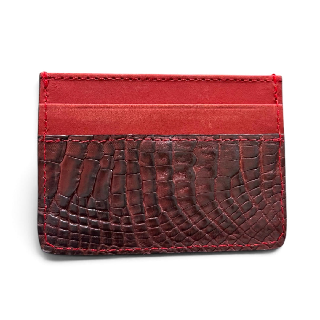 tarjetero de piel vacuno/ cocodrilo cayman red intense v2