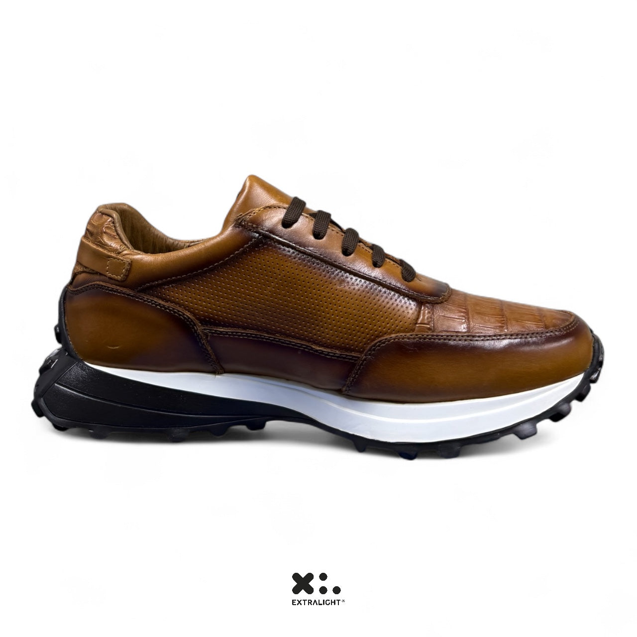sneaker de piel / cayman miel añejo legitimo 20k extralight