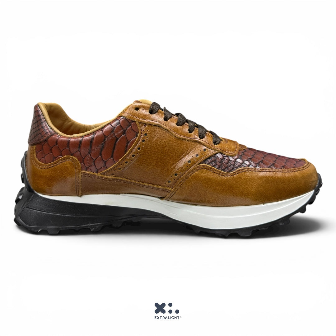 sneaker 20k10 piel pyton skin print brandy
