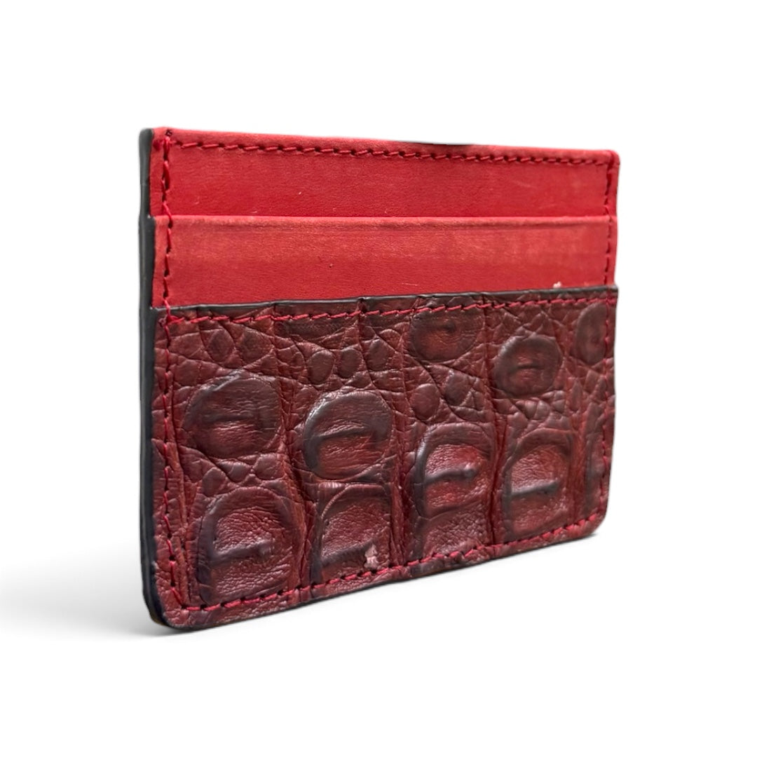 tarjetero de piel vacuno/ cocodrilo red intense